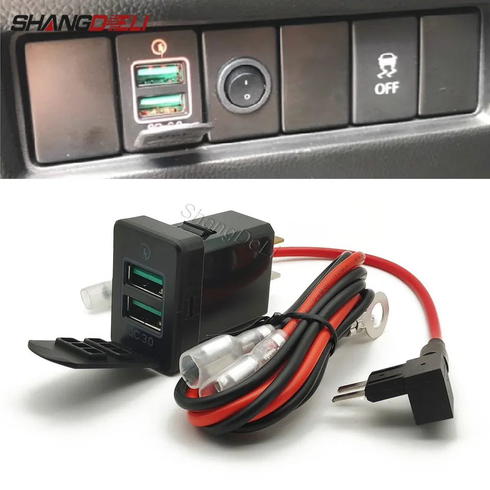Automobil s dvoma USB Socket Car nabíjačkou mobilný telefón rýchly poplatok adaptér pre Mitsubishi Outlander Xpander Eclipse Cross ASX