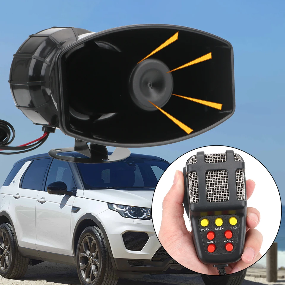 Automobil s výstražnou výstražou Alarm polícia vzduchový roh megafónu tón 12V 100W Mic PA Systém núdzového zosilňovača Hooter reproduktory nahlas