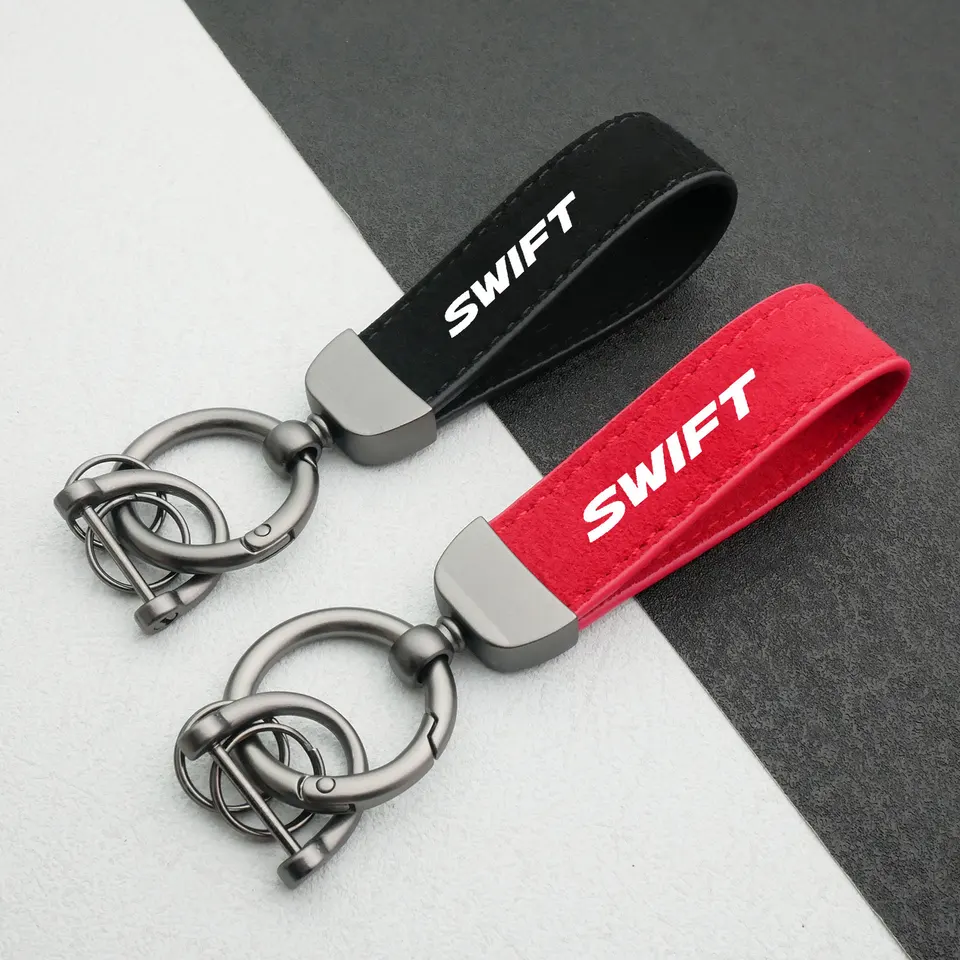 Automobil Suede Keychain Sport Key Ring Vlastný darček s podkovou spona pre Suzuki Swift 2011 2018