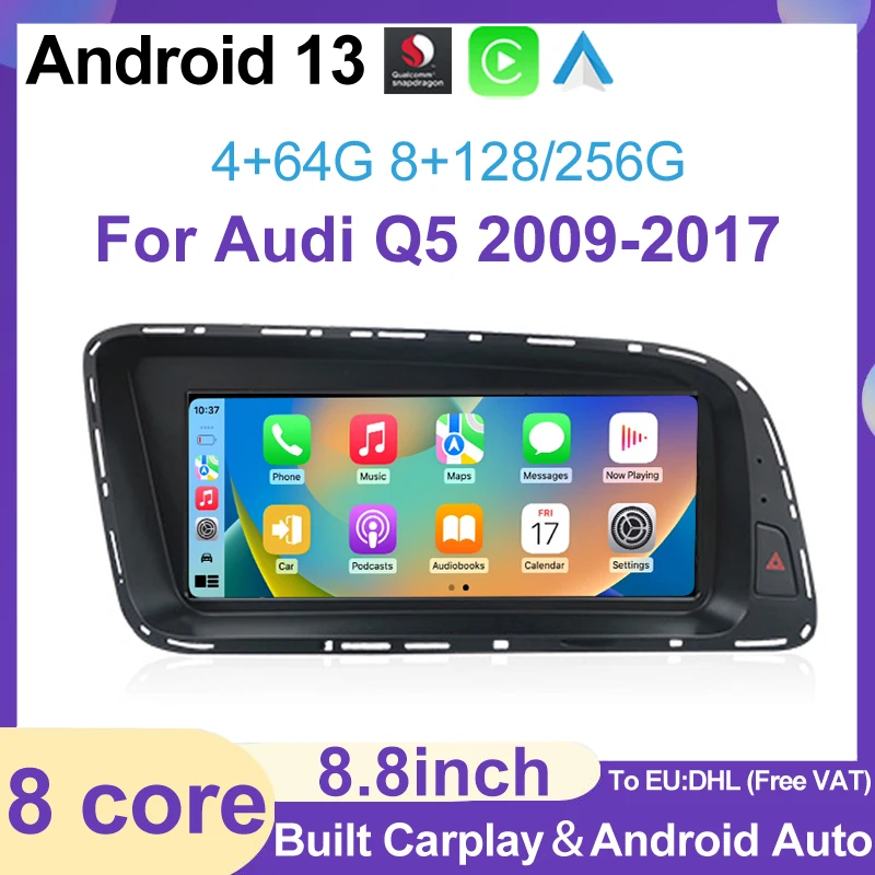 Automobilie CarPlay Auto Qualcomm 8,8 palca Android 13 pre Audi Q5 2009 - 2017 Multimedia Player 2Din Stereo GPS navigačný monitor