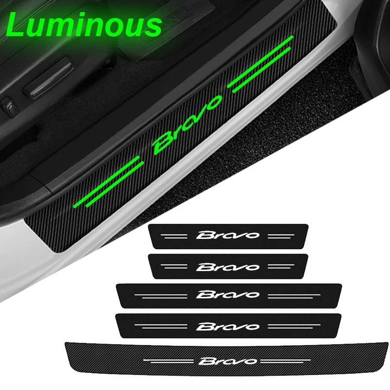 Automobilie Sill Protector Plate Svetlo truhový nárazník pre prahové nálepky pre logo Fiat Bravo Abarth Grande Astra 500x 500 Uno Tipo