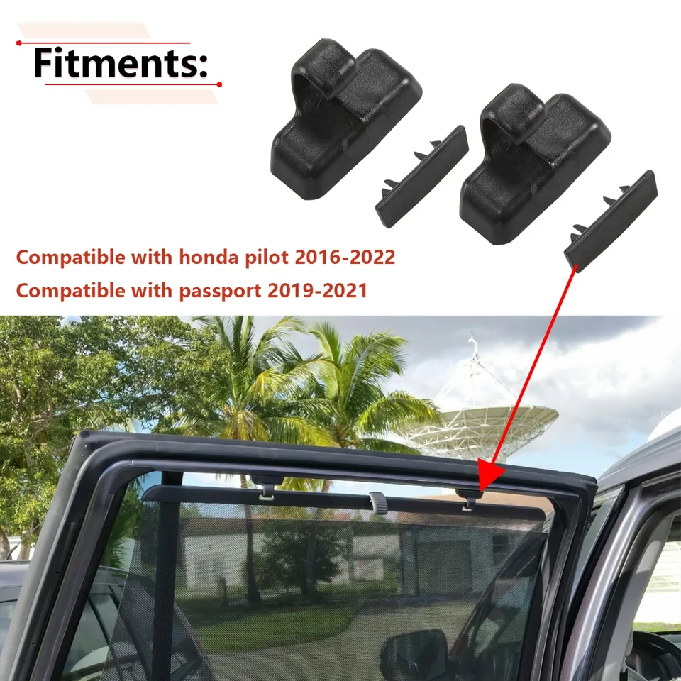Automobilka Zadné dvere okna Sun Shade Hook Clip so súpravou krytu pre Honda Pilot 2016-2022/Pas 2019 2020 2021 83741-TG7-A00Zakit