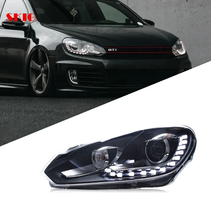 Automobilky pre Volkswagen Golf 6 Svetlomety Zostava Golf 6 upravené GTI Xenon Light R20 Deň slzy Deň Running Light LED hlava LED hlava