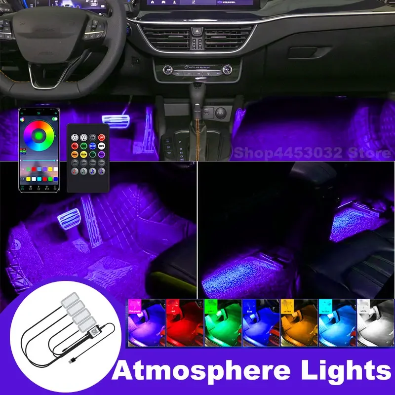 Automobilová hudba Light RGB 4 v 1 LED pre Ford Mustang GT Connect Escape Flex Fusion Wireless App App USB príslušenstvo