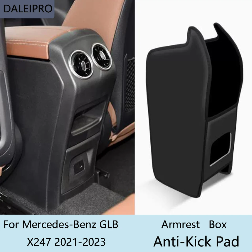 Automobilová podložka proti lakťovej lakte Anti-Kick pre podložku pre Mercedes-Benz GLB 180 200 x247 2021-2023 Mikrofigre kožené ochranné krytiny