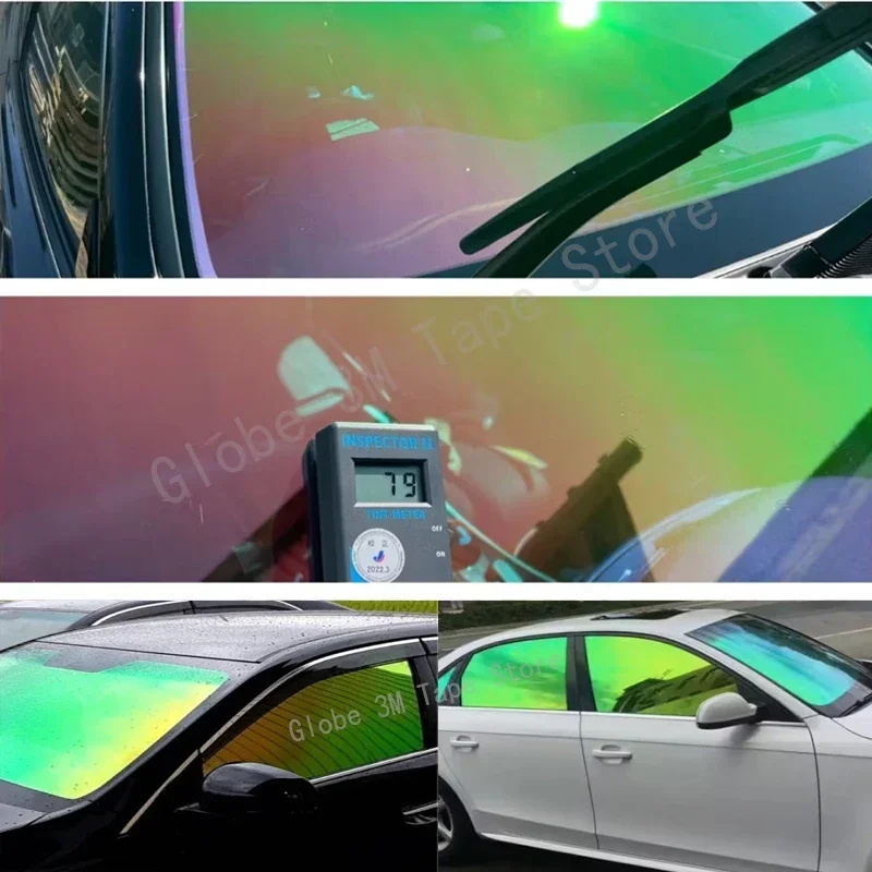 Automobilová zmena farby Chameleon Aurora Zelený okenný film