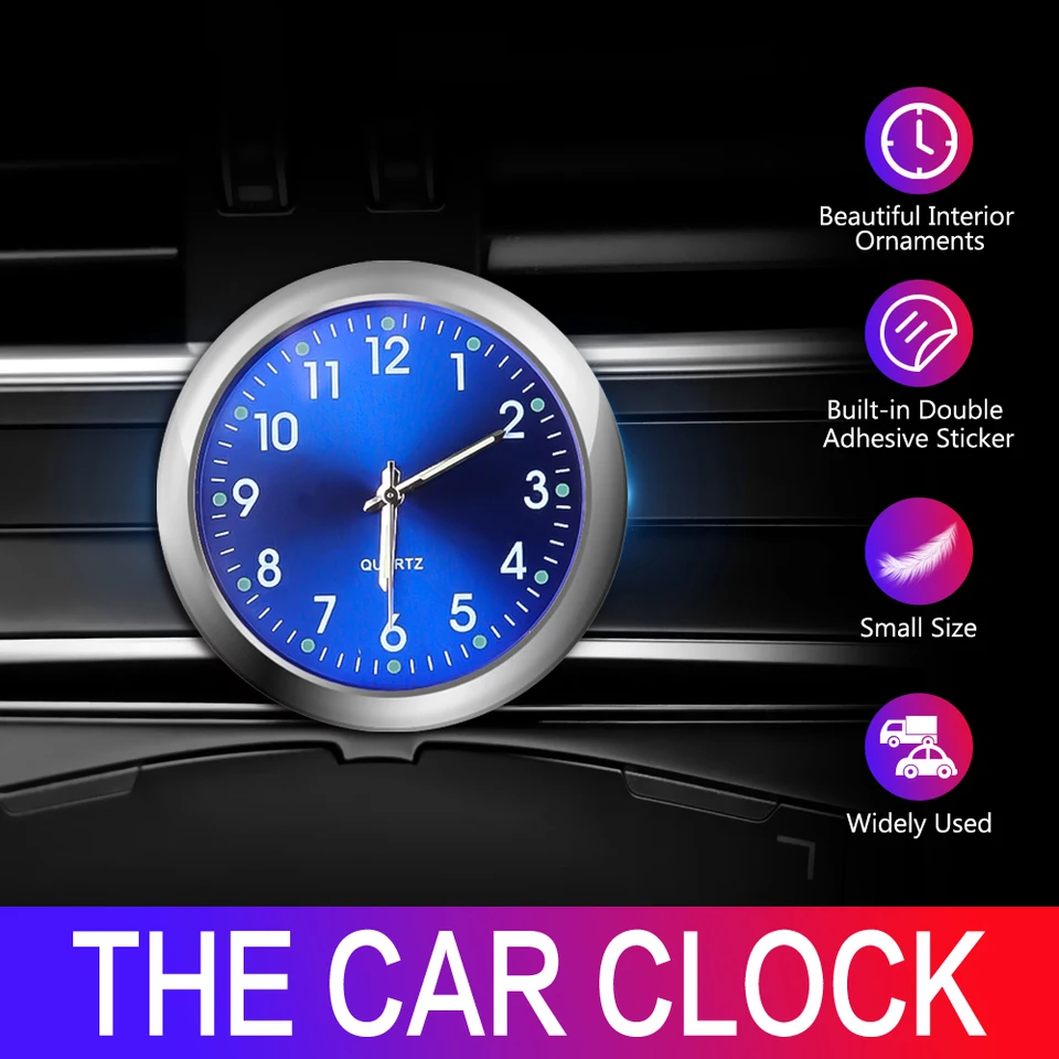 Automobilové hodiny Mini módne automobily Interné drsné digitálne hodinky Mechanika Quartz Clocks Auto Dashboard Ornament 40 mm