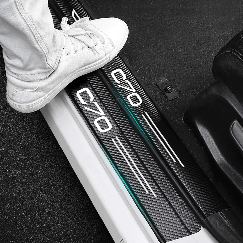 Automobilové nálepka uhlíkové vlákno Dekoratívne pásové pásové dvere SILL pre automatické príslušenstvo Volvo C70