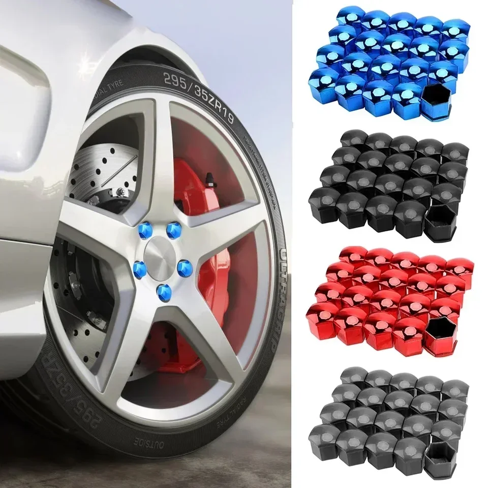 Automobilové orechy Ochrana kryty kryty Caps Anti-Rust Auto Hub Skrutka skrutkovacia pneumatika Pneumatika matica Exteriérová dekorácia 19/17 mm 20ks/set