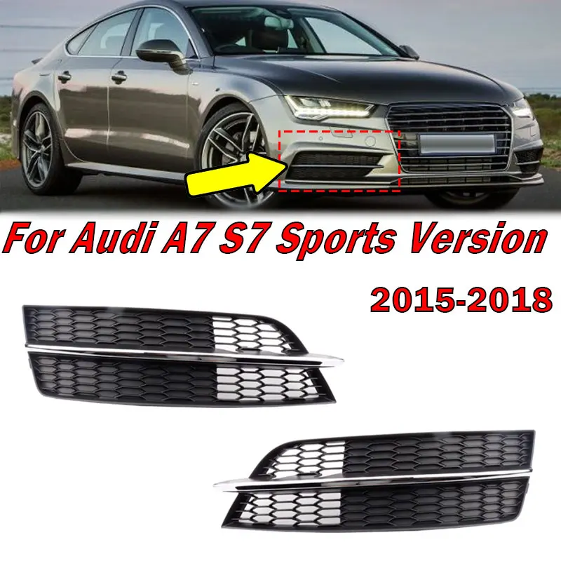 Automobilové príslušenstvo pre Audi A7 S7 Sports verzia 2015 2016 2017 2018 Automatický ľavý pravý predný nárazník Fog Light Grille Foglam Cover