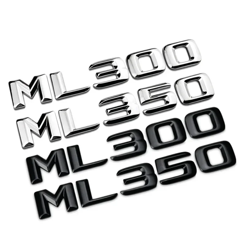 Automobilové písmená Zadný kmeň znak odznaku pre Mercedes Benz ML250 ML270 ML300 ML320 500 Black Chrome Logo STieračky Príslušenstvo