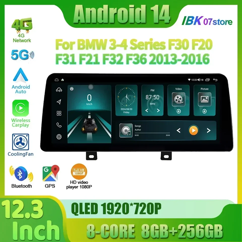Automobilové rádio CarPlay Stereo multimediálne navigačné obrazovky Android 14 12,3 '' pre BMW 3-4 Series F30 F20 F31 F21 F32 F36 2013-2016