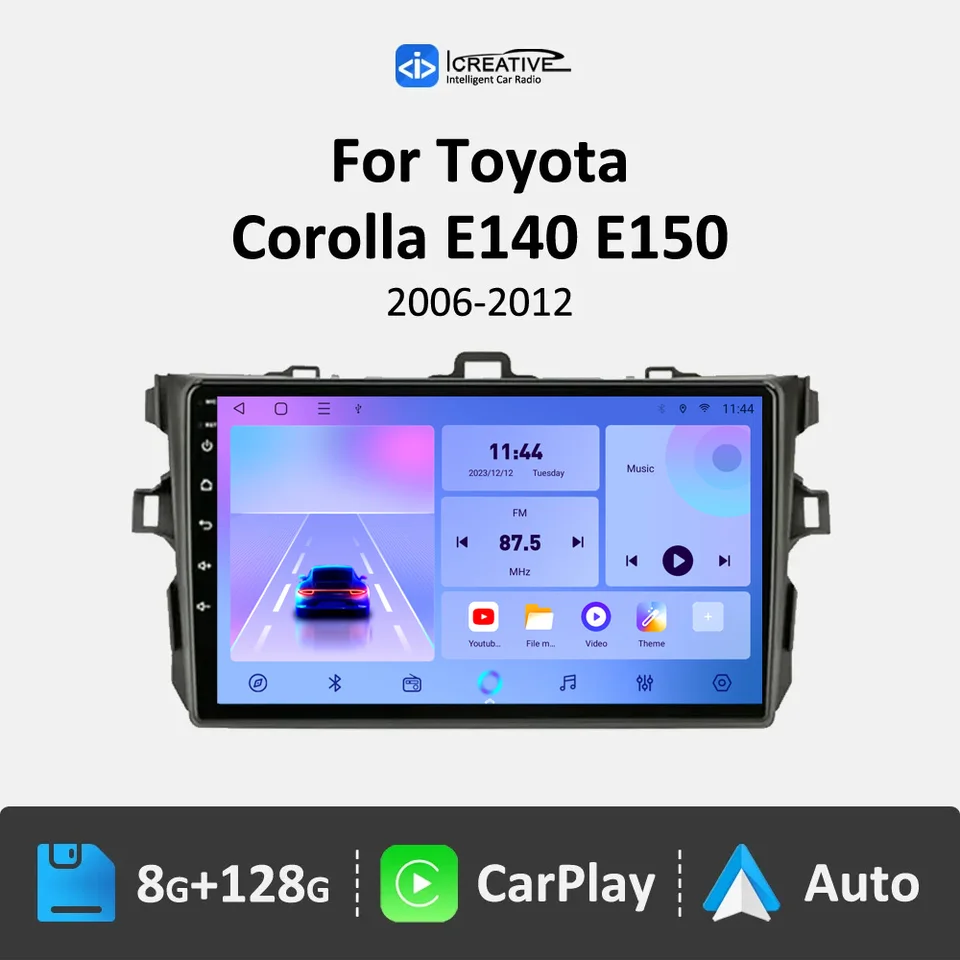 Automobilové rádio pre Toyota Corolla E140 E150 2006-2012 multimediálny video prehrávač CarPlay GPS navigácia Android 2Din No DVD HeadUnit
