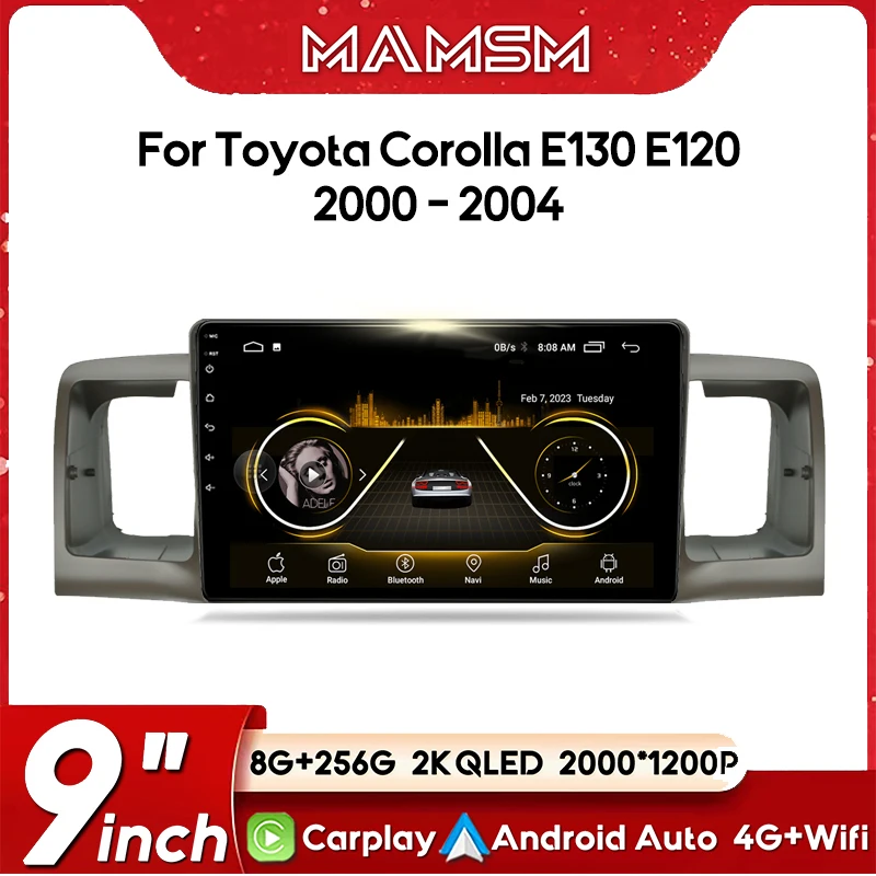 Automobilové rádiové multimediálne hráč pre Toyota Corolla E120 E130 2000-2004 Android 13 GPS Navigation Stereo Head Unit CarPlay Auto 4G