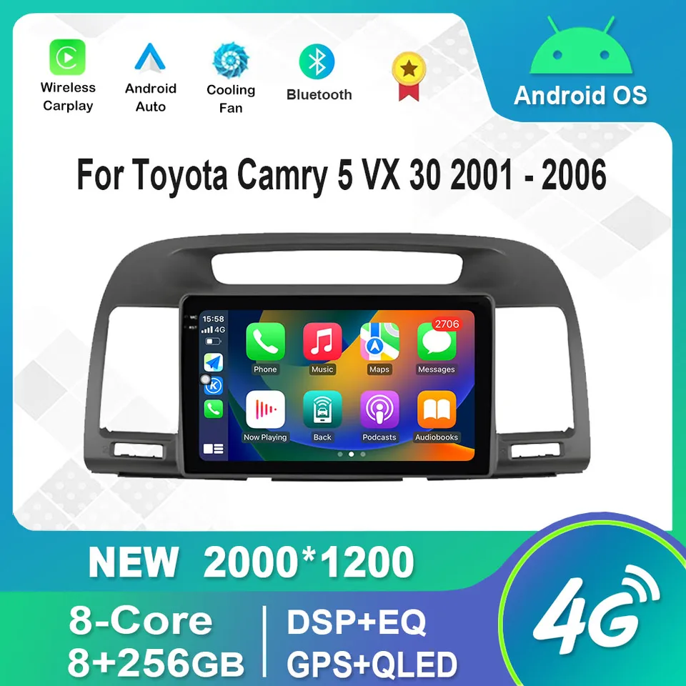 Automobilové rádiové multimediálne prehrávač pre Toyota Camry 5 VX 30 2001 - 2006 Android System IPS QLED SCRON GPS DSP BlueTOOT WiFi