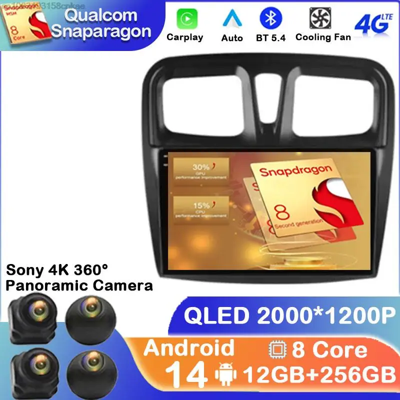 Automobilové rádiové multimediálne video prehrávač pre Renault Logan 2 Sandero 2 2014 -2019 Symbol Android 14 2 Din Auto CarPlay GPS No DVD