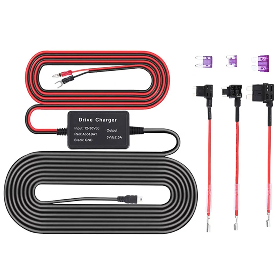 Automobilový drôt Cam drôt 3,2 m zrkadlové DVR DVR Hardwire Cable Kit Video Recorder 12/24 V až 5 V Mini Micro USB nabíjačka Auto Dashcam Camera