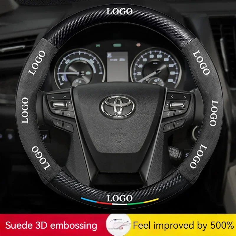 Automobilový kryt na uhlíkové vlákno Anti-Slip Cover volantu pre Toyota Gr Rav4 Land Cruiser Prado Crown Chr Yaris Corolla Prius Camry