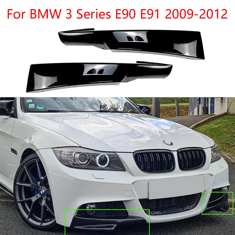 Automobilový predný nárazník Splitter Cover FOG LAMP SPOREPLIVE SPOILER LIP pre BMW 3 Series E90 E91 2009-2012 GLOS Čierne auto