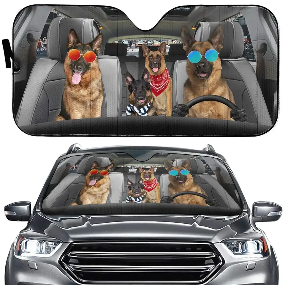 Automobilový slnečný odtieň slnečného tieňa nemecký pastiersky psie domáce zviera predné okno Sunshades Skladacie zvieracie štít Sun Shield Cool Car Sunshade