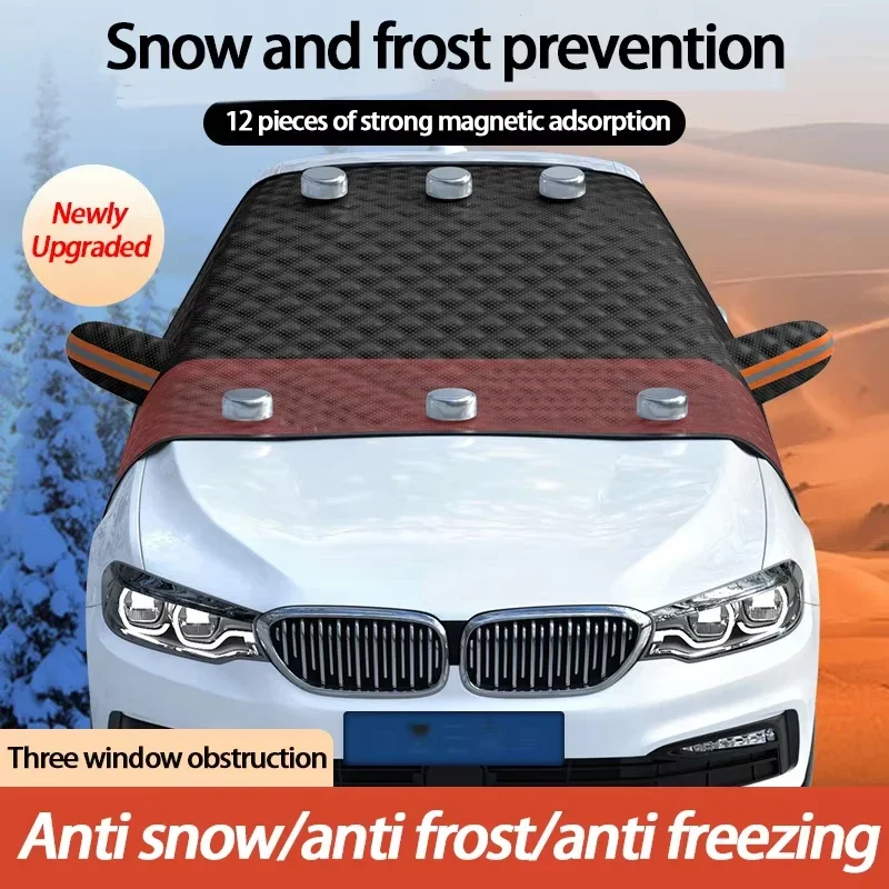 Automobilový snehový kryt, predné čelné sklo, snehový pokrývka, slnečno, snehová kryt