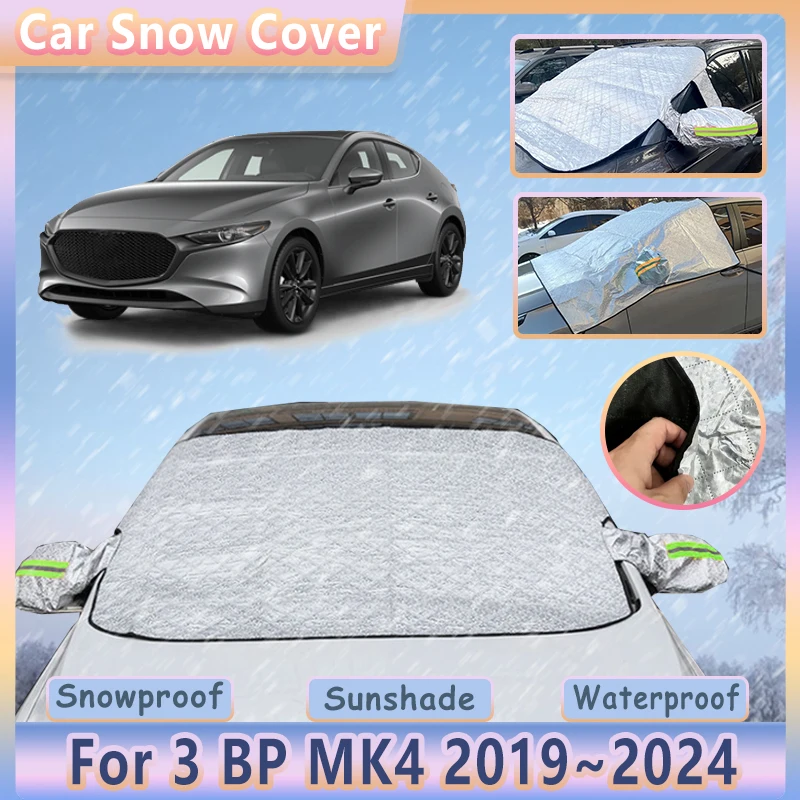 Automobilový snehový pokrývka pre Mazda 3 bp MK4 2019 ~ 2024 Vonkajšie zimné predné predné sklo okna proti mrazu nepremokavé slnečné doprovod
