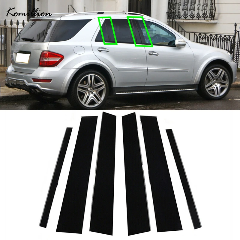 Automobilový stĺpový stĺpik dverí obloženie okna Orezanie dekoratívny panel lesklý klavír čierny pre Mercedes ML-Class W164 2006-2011 Príslušenstvo