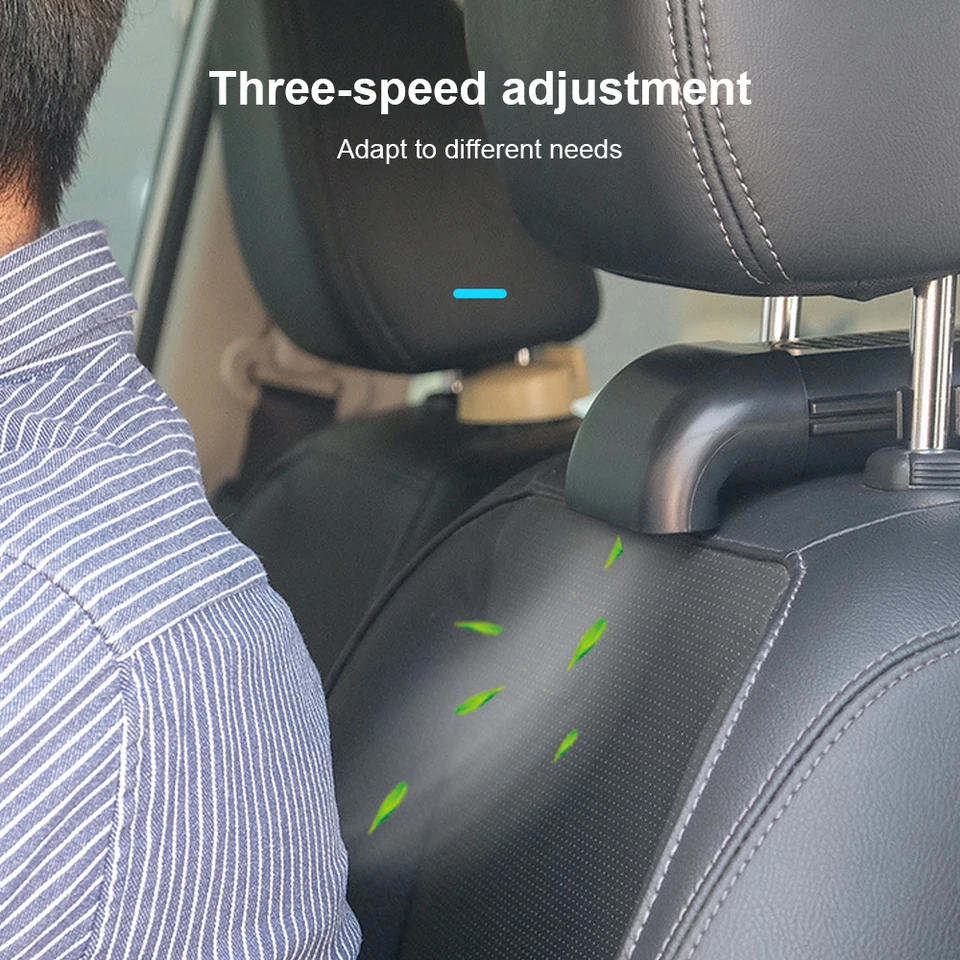 Automobilový ventilátor Magnetický ventilátor Cooler Tiché bezdrôtové nabíjanie USB ventilátor 3 Rostspeed nastaviteľné Univerzálne auto zadné sedadlo Automatické chladenie
