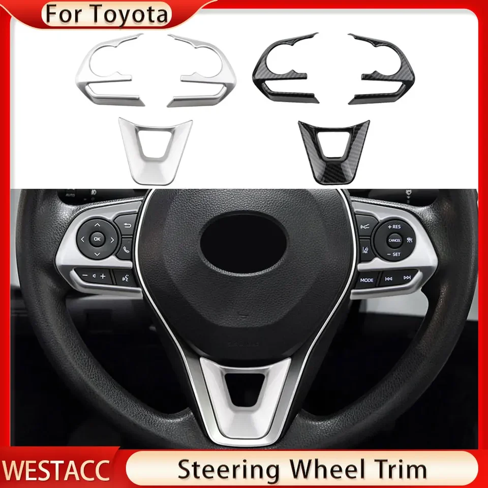 Automobilový volant gombíkový kryt panelového krytu nálepka pre Toyota Rav4 Rav 4 Corolla Avalon 2019 2020 2021 2022 Príslušenstvo