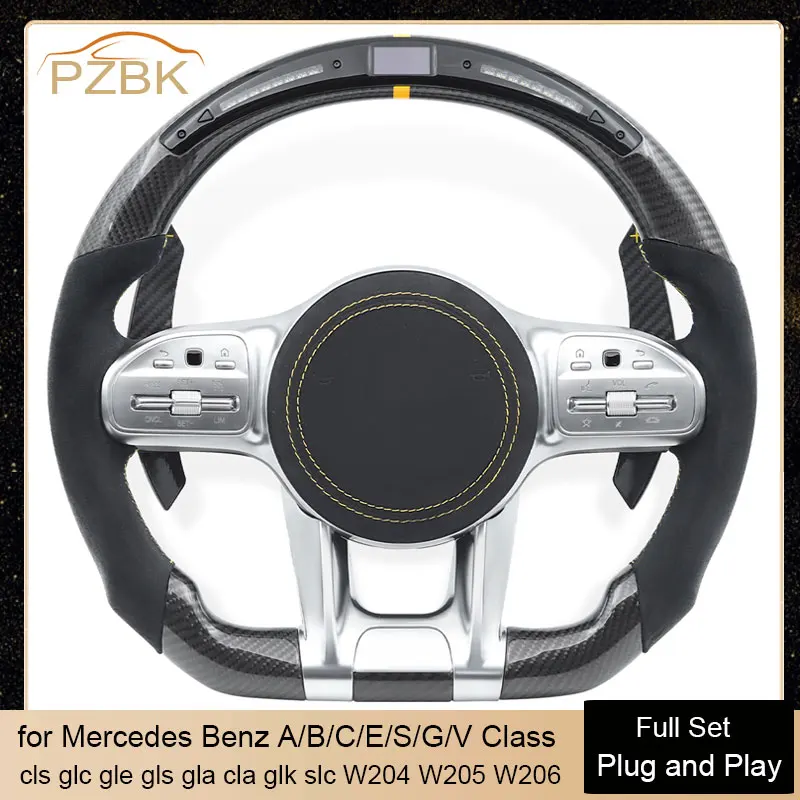 Automobilový volant uhlíka LED Plnoláka a hra pre Mercedes Benz AMG C63 E63 W212 W205 W204 W206 W213 W217 W222 W223 W176