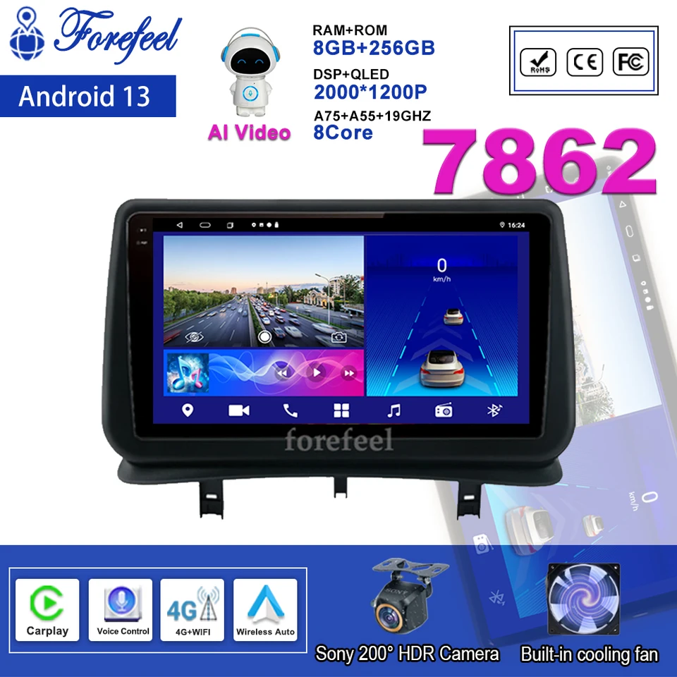 AUTOMÁRNE RÁDIO Android 13 pre Renault Clio 3 2005 - 2013 2014 Player Multimedia Stereo Head Unit Auto Navigation GPS Dash Cam Screen