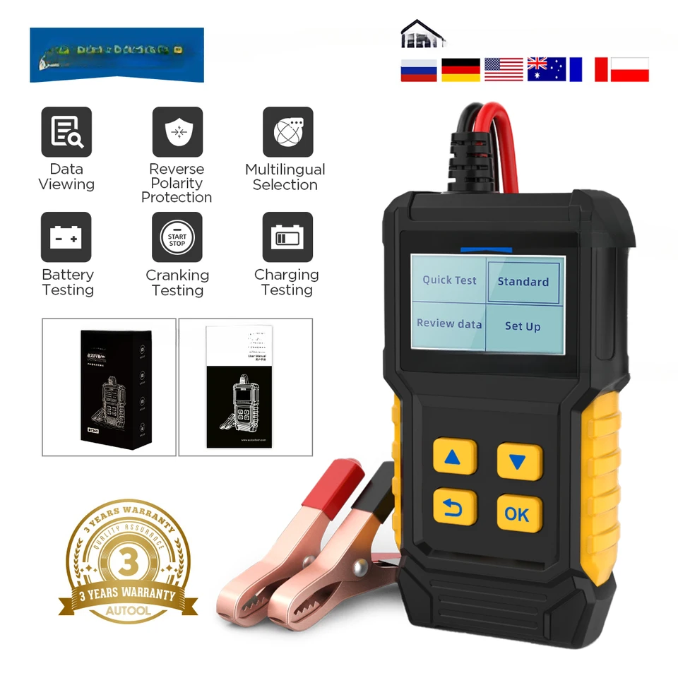 Autool BT360 8-20V Diagnostický tester batérie 30-100AH ​​Automobilový batériový tester Analyzátor vozidla 20-2000CCA tester batérií