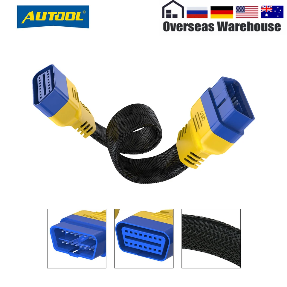 Autool OBD2 II 16pin Muž a ženský predlžovací kábel automobilu pre diagnostický nástroj vylepšený flexibilný kábel OBDII OBD 2