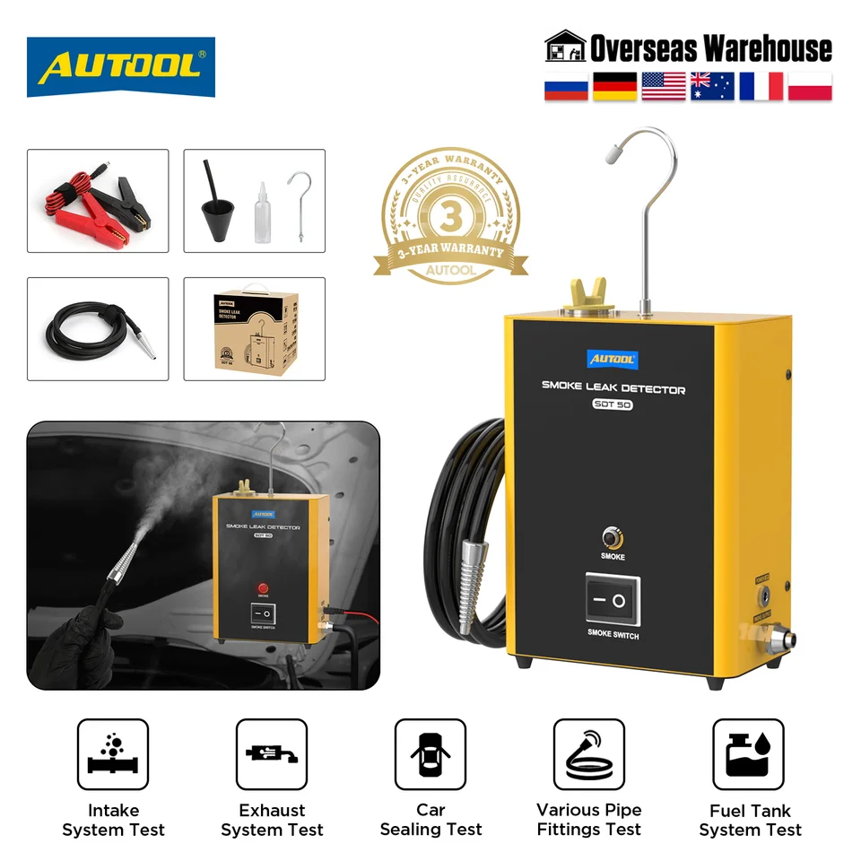 Autool SDT50 Automobil Detektor dymu Detektor automobilového úniku únik plynu plyn lokalita lokalétor Olejové potrubie Generátor Diagnostické nástroje