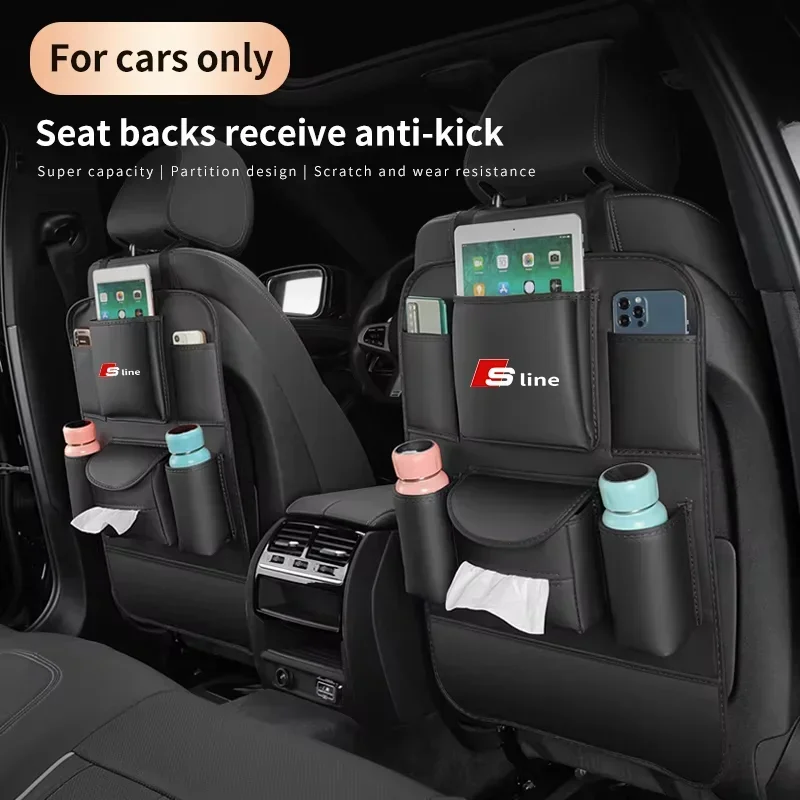 Autosedáka Chrbát s viacerými vreckovými vreckovými vreckami Zadná anti-nosná podložka Audi Audi Sline A3 A4 A5 A6 A7 A8 Q3 Q5 Q7 Q8 Q8 RS3 RS4 S3 S4