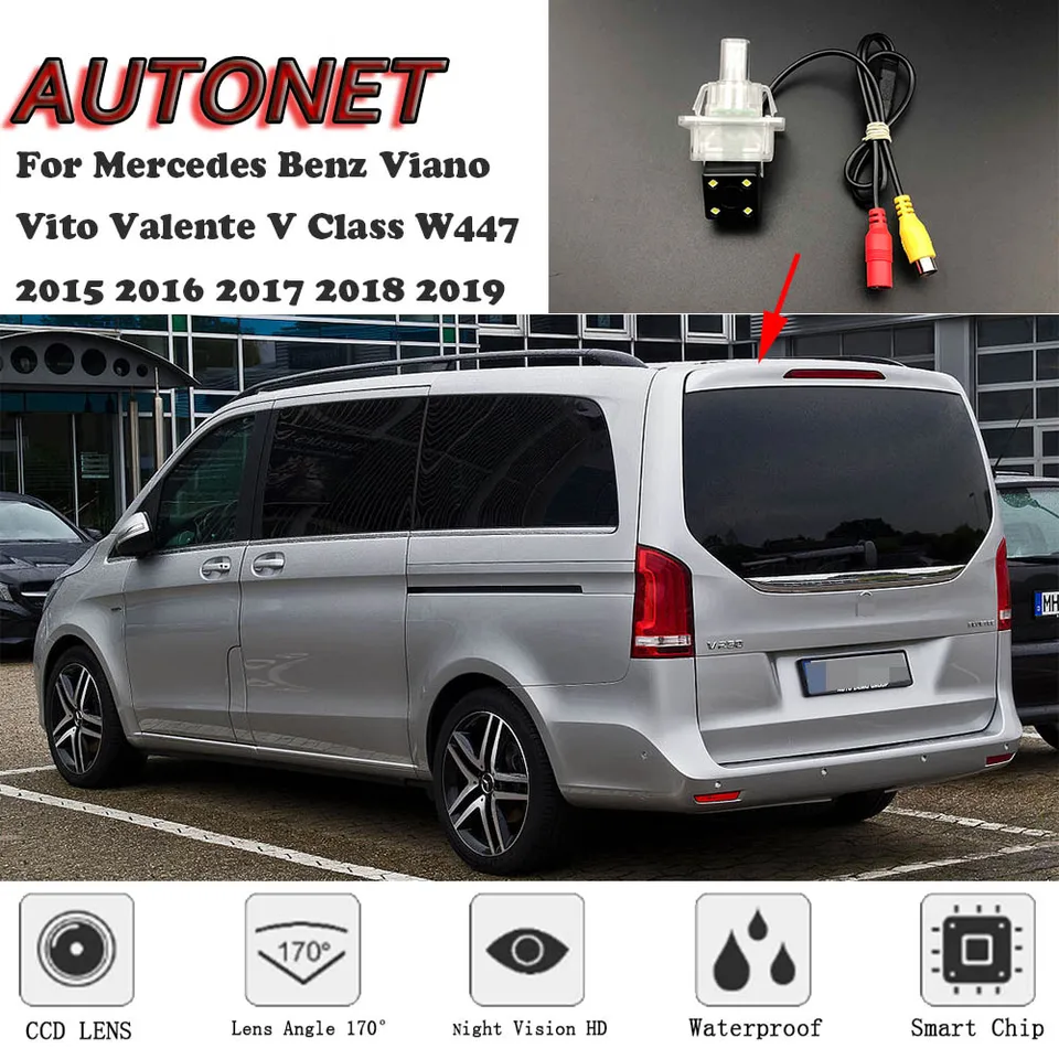 Autotonet Backup Zadný pohľad pre fotoaparát pre Mercedes Benz Viano Vito Valente V Class W447 2015 2016 2017 2018 2019 /Kamera ŠPZ
