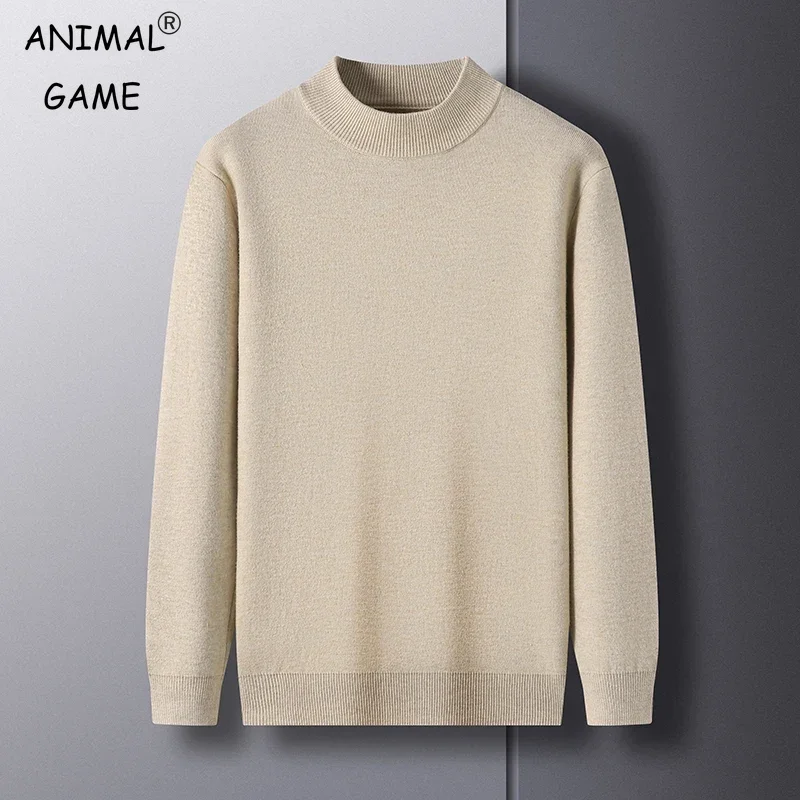 Autum pán s dlhým rukávom pletené napoly korytnaté svetre Swear Pullover Streetwear teplé priedušné sveter nadmerne veľtrhové vrstvy