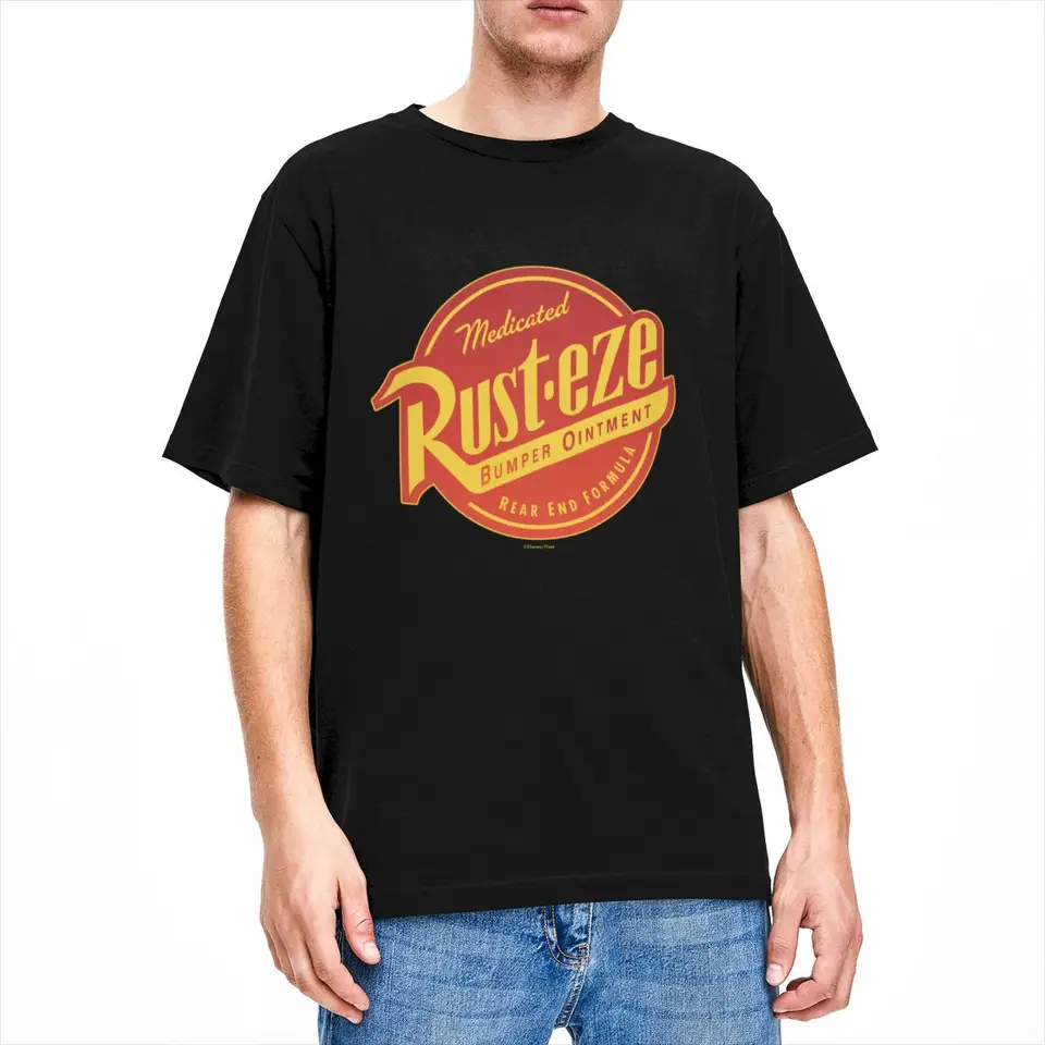 Autá 3 Rust-eze Logo Lightning McQueen Tričko Beach Vintage Tričká 100 bavlnené noviny Tshirt pre pánske top s krátkym rukávom