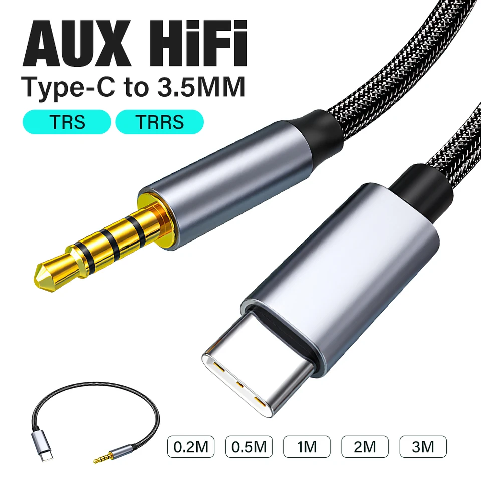 AUX Audio Cable USB C na 3,5 mm Jack AUX CORD CON CAR CARE Adaptér pre slúchadlá pre iPhone 15 Samsung S24 TABLIBAJNÝ TYPY C Prevodník