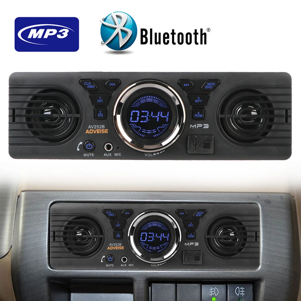 AUX VSTUP FM Audio Vstavané 2 reproduktory USB TF karta Bluetooth Hands-free MP3 Player Automobilie Radio Digital Clock 1 DIN