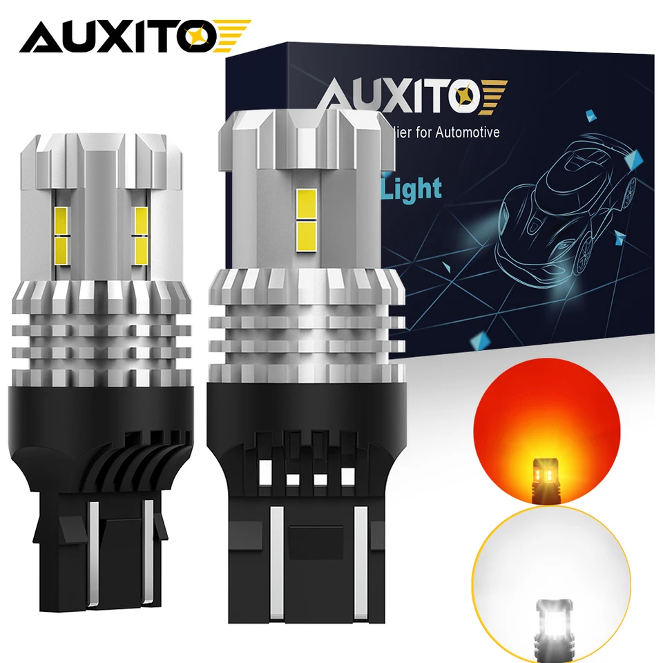 Auxito 2pcs T20 7440 W21W 7443 W21/5W LED žiarovky Denné svetlo brzdové zadné zadné svetlo 12V 6000K White Red Lamp for BMW Audi VW