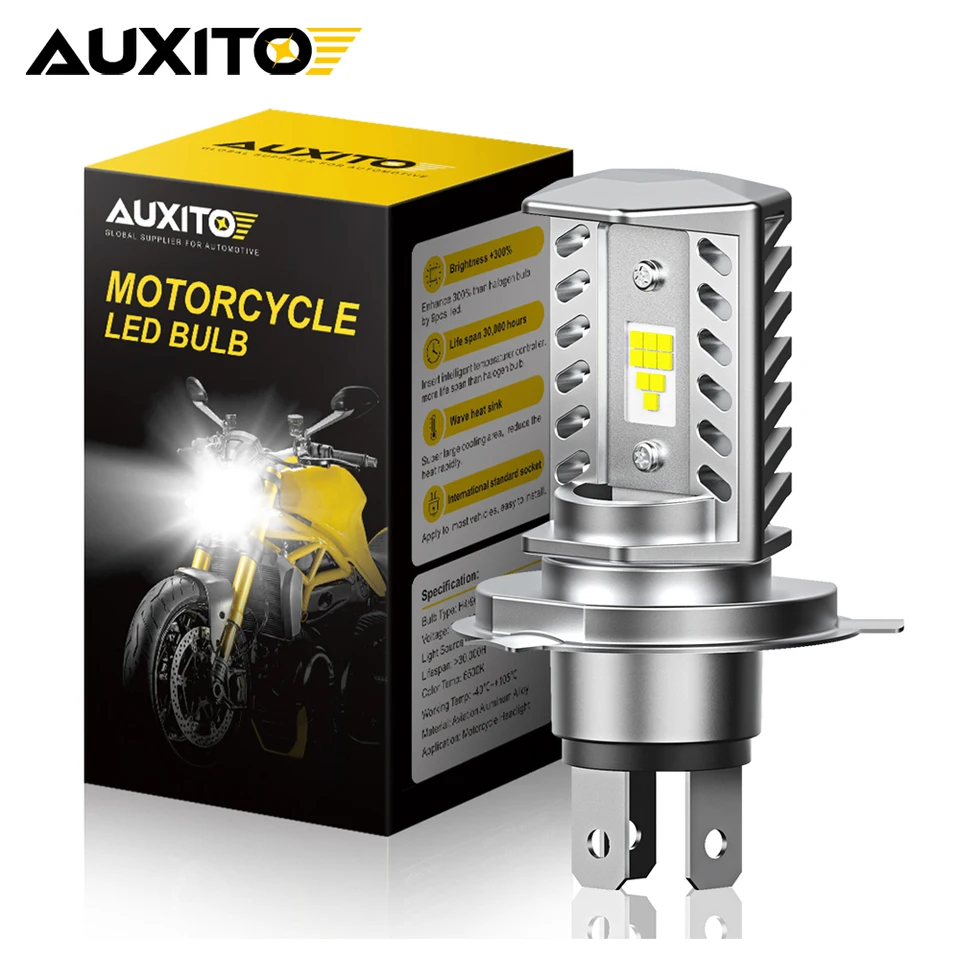 Auxito H4 LED LED Žiadna chyba motocykla žiarovka pre auto Moto H4 9003 HB2 LED CANBUS HI/LO HIGH a LOW LEAM MOTOBIKE STAVP