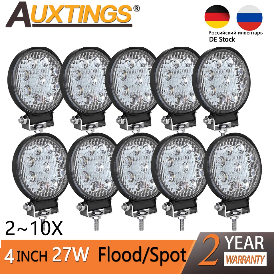 Auxtings Slim 2 ~ 10x 27W 4in LED Work Light Bar Motocyklové žiarovky LED LED LED BAR LED auto FOG LIGLE FORFORA NA OFF ROAD pre Jeep 12V 24V