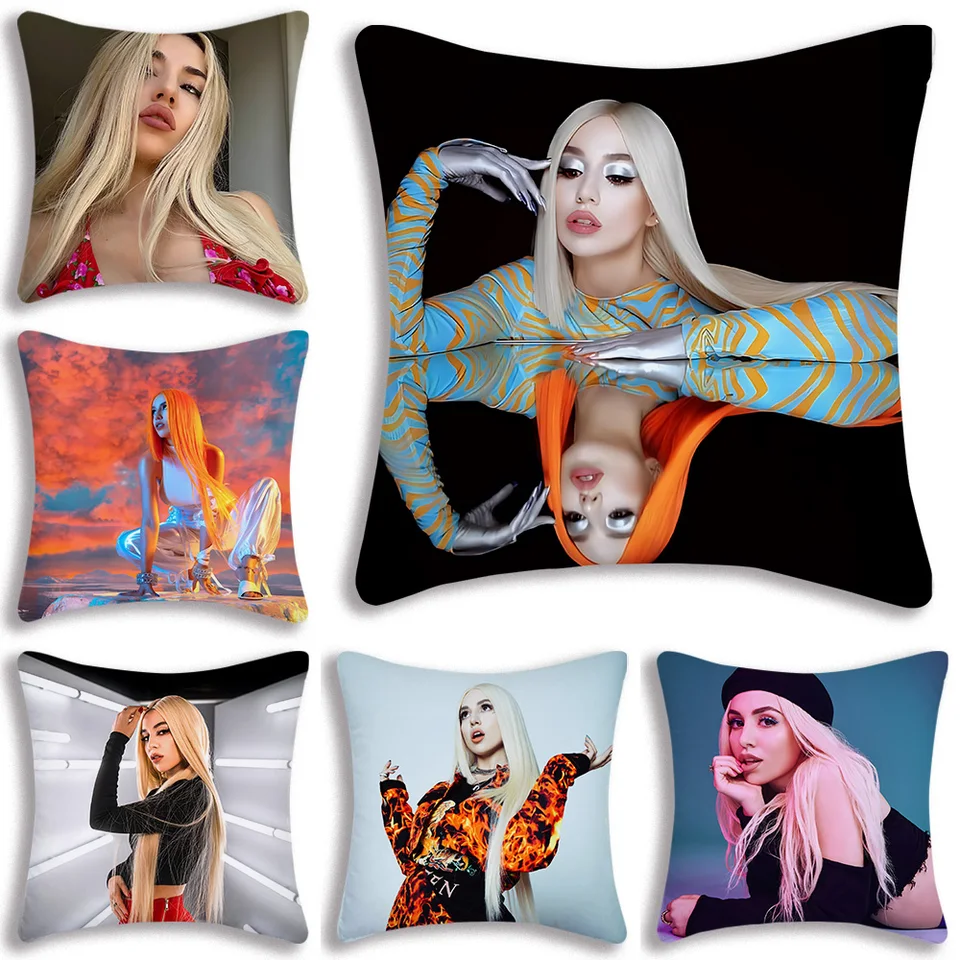 Ava Max Pop Singer vankúš zakrýva karikatúru Dekoratívnu pohovku Domov obojstrannú tlač Krátky plyšový roztomilý vankúšový kryt
