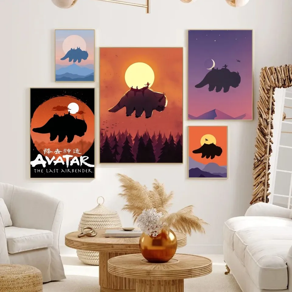 Avatar Posledný letecký airbender self-pasívny umelecký plagát retro kraft papier slepka na kaviareň