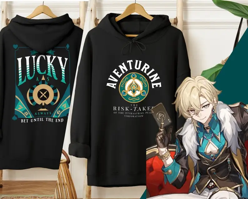 Aventurín s tematikou unisex kapucňou honkai hviezda železnica HSR Hoody Anime Hooded Otaku odev HSR Merch Darček pre hviezdnu železnicu