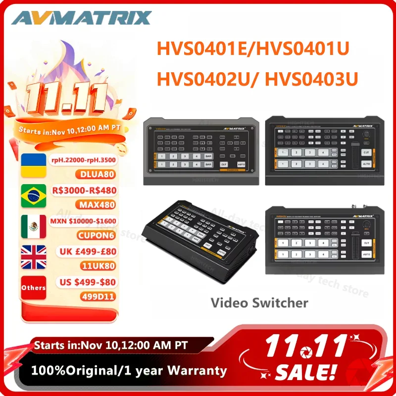 AvMatrix HVS0401E HVS0401U HVS0402U HVS0403U VIDEA Mixer 4 kanálové vstupy 2 kanálový výstup PGM