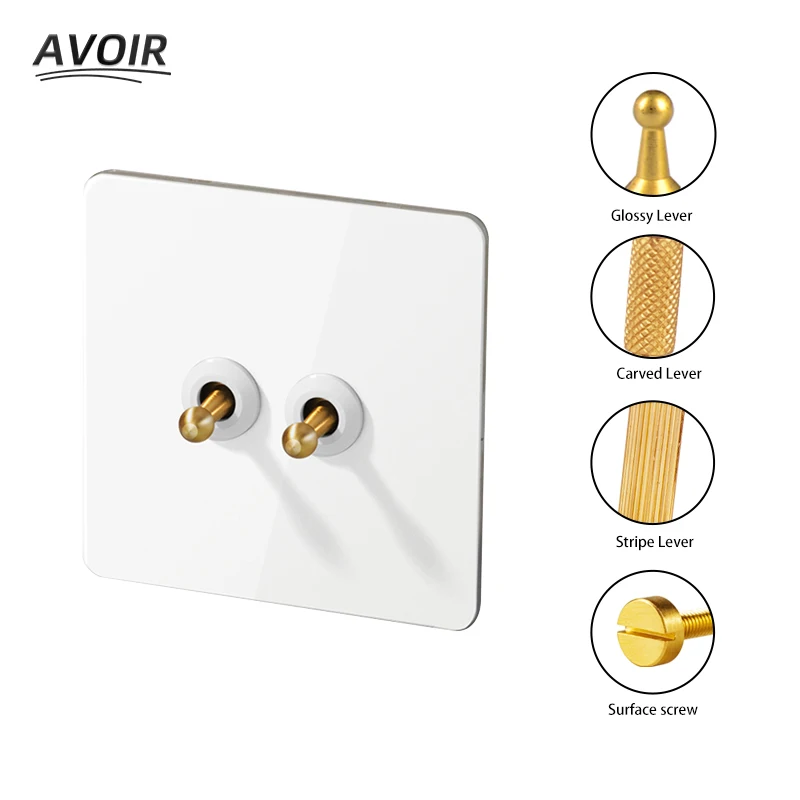 Avoir Light Switch USB Skladačka Objímka White Rynled Tohggle prepínačov z nehrdzavejúcej ocele EU FR Zátky elektrické zásuvky 110V 250V