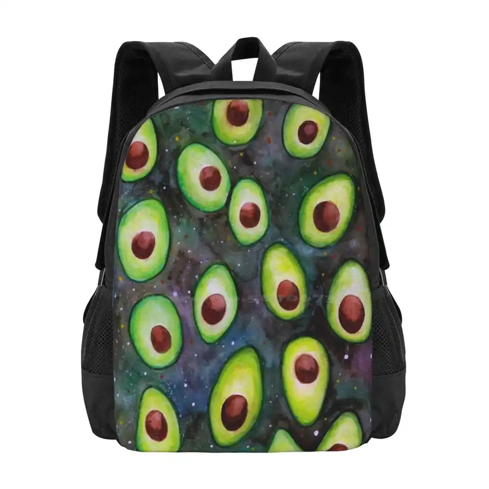 Avokádo v vesmírnom vzorke dizajn bagpack školské tašky Avokados zelená hmlovina nebeská mystická galaxia vegánsky guacamole avokádo