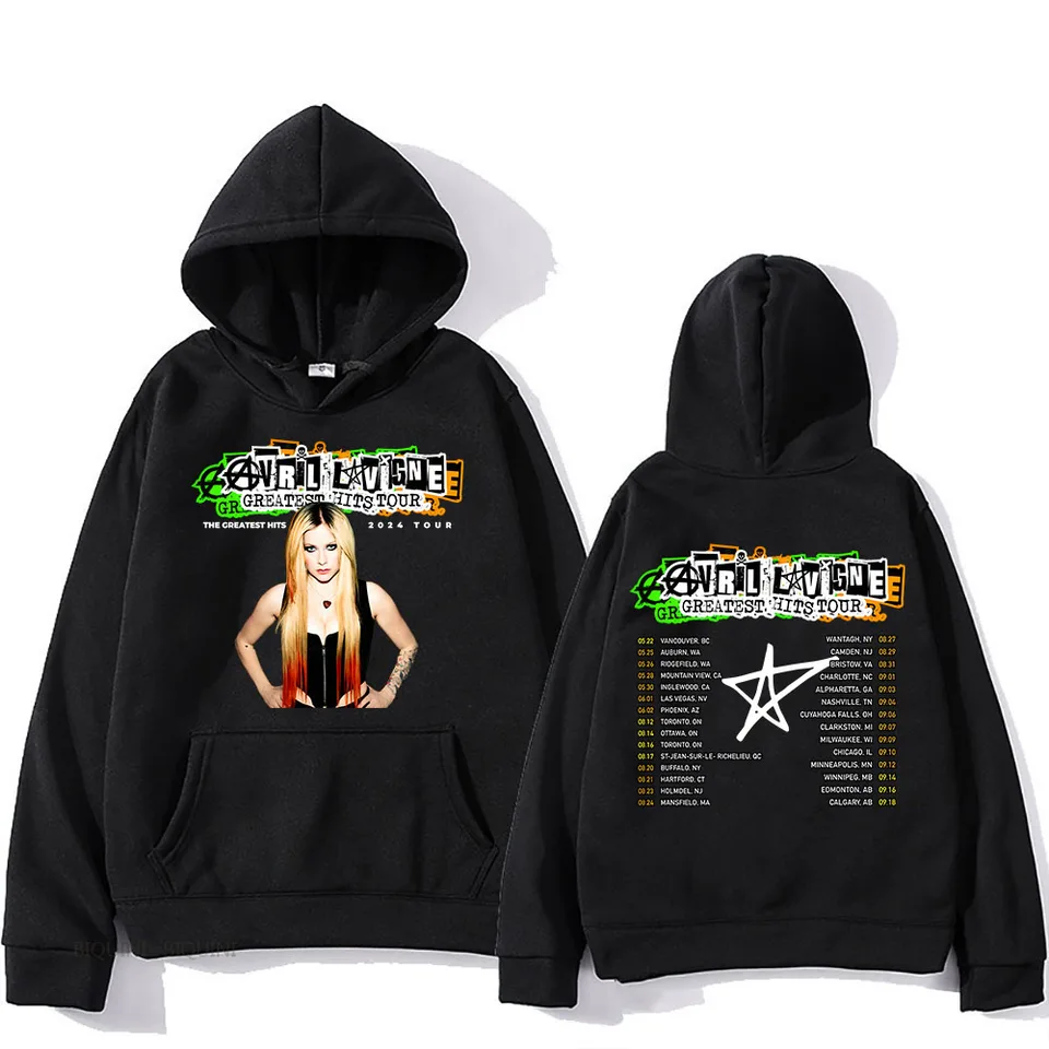 Avril-Lavigne Greatest Hits Tour Hoodies Men Dámske oblečenie Sudaderas s dlhým rukávom Príležitostné s kapucňou hip hopová mikina muž